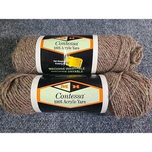 Vintage NEW NOS Contessa 100% Acrylic Yarn 2 SKEINS Brown Tone